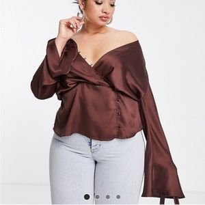 ASOS Design Curve Satin Drape Top